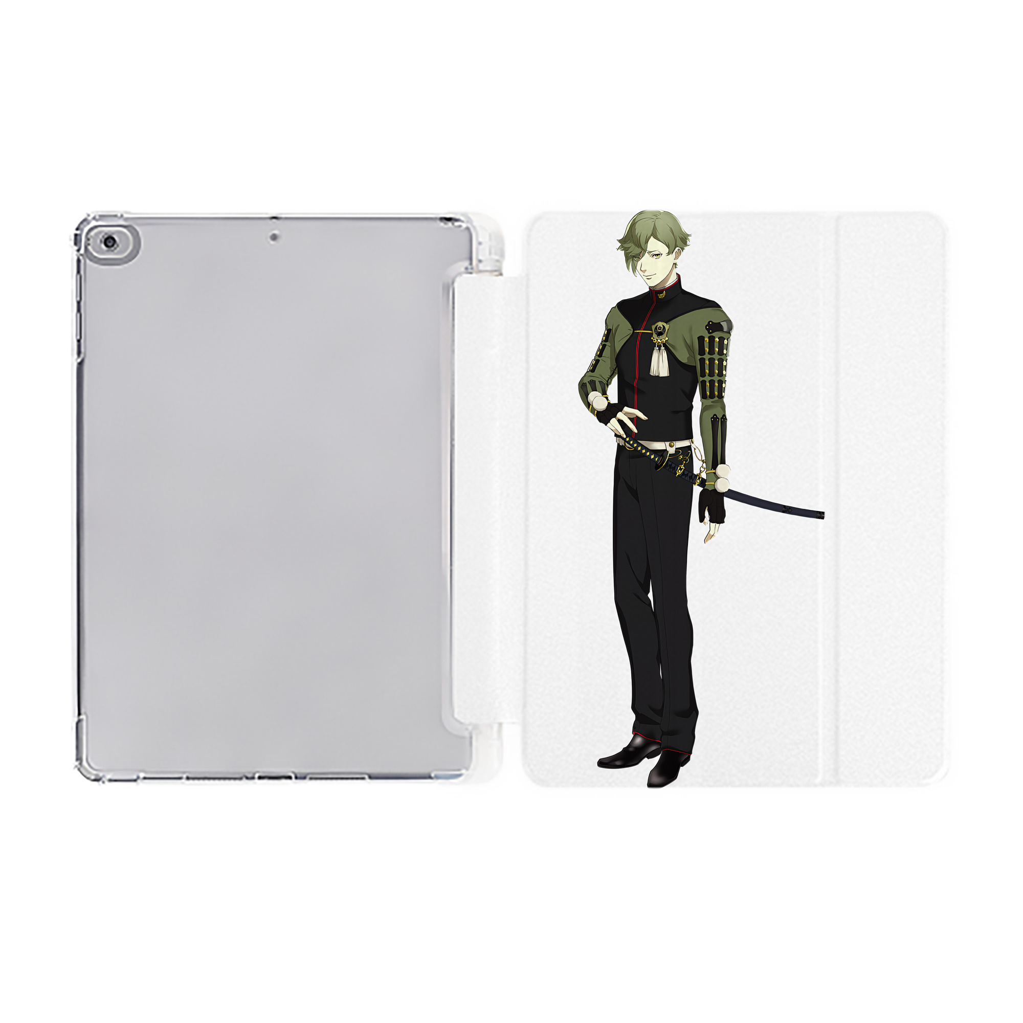 （画像用） 刀剣乱舞 Touken Ranbu IPad ケース ペン収納付き 三つ折りスタンド PUレザー×シリコン 対応機種9.5/10.5/10.9インチ